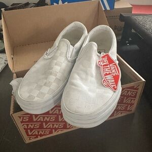 Vans White Checkered Slip-On Sneakers